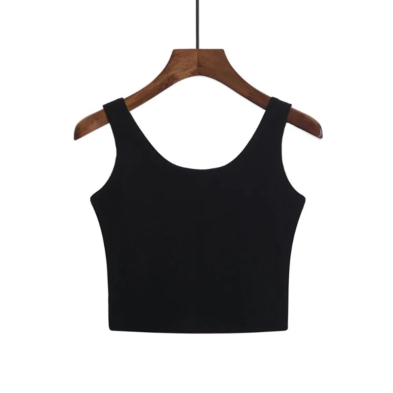 2024 Fashion Women Candy Colour Tanks Tops Short 100% Cotton Casual Camisole Tube Top Female Sleeveless Cropped Vest