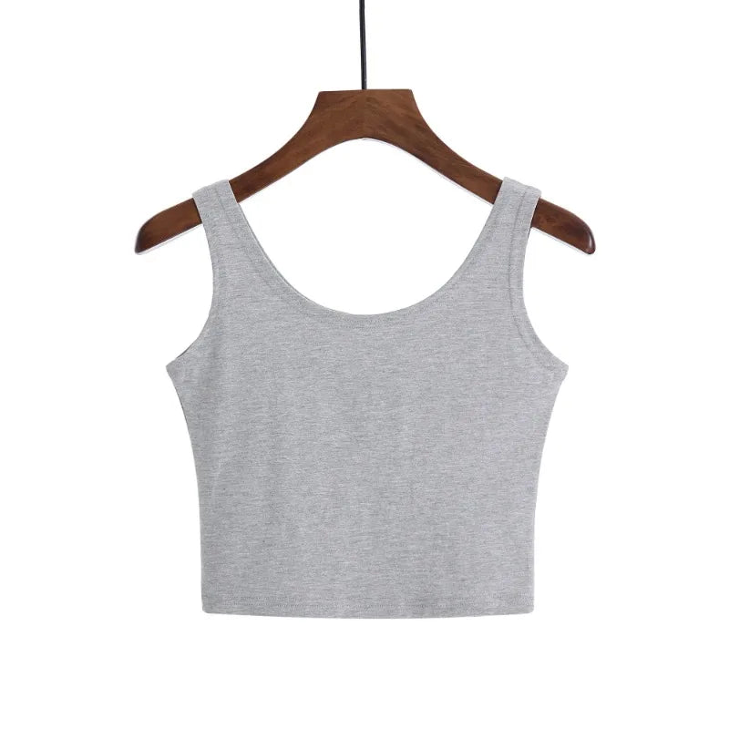 2024 Fashion Women Candy Colour Tanks Tops Short 100% Cotton Casual Camisole Tube Top Female Sleeveless Cropped Vest