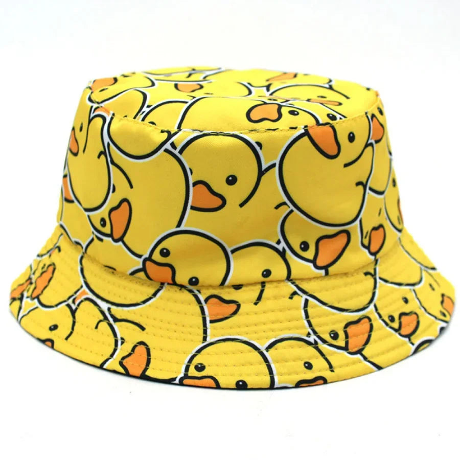 Summer Sun Hat Reversible Yellow Duck Bucket Hat